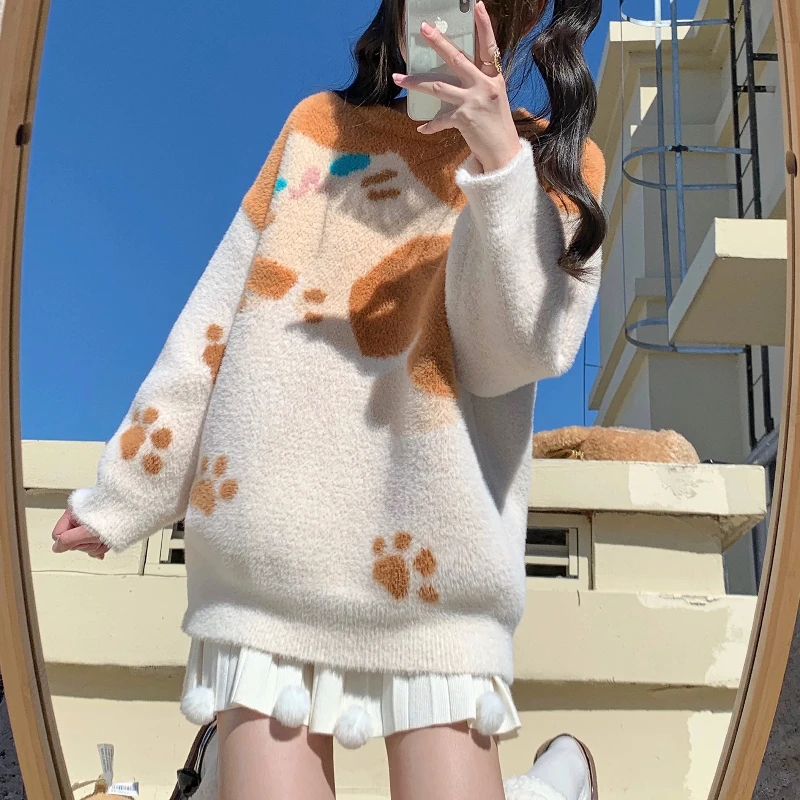 Deeptown Y2k женские свитера с героями мультфильмов винтажные японские модные вязаные