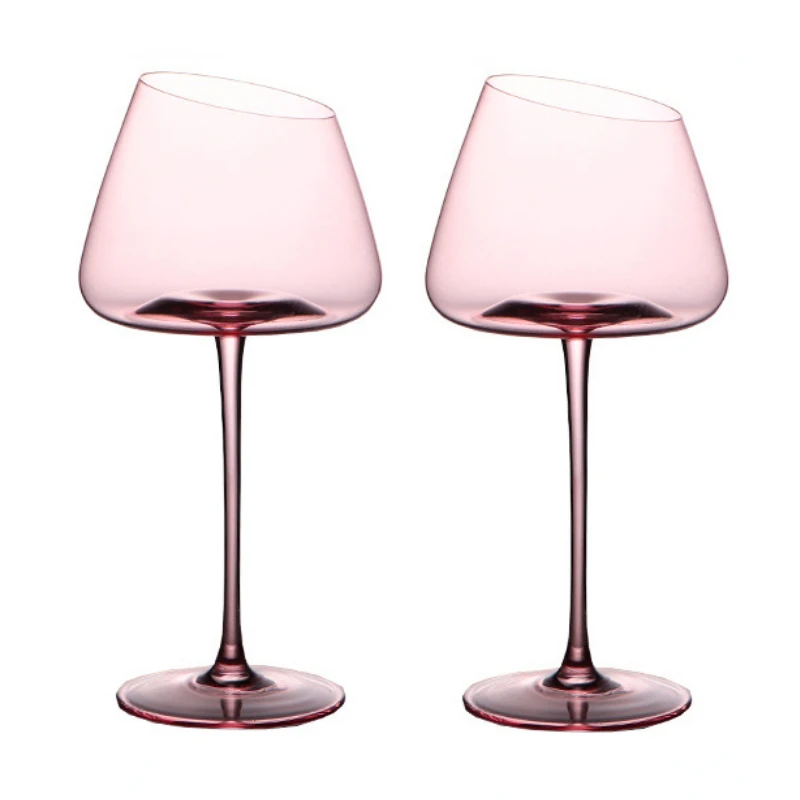 

2PCs Popular 250-650ml Handmade Crystal Goblet Oblique Mouth Flamingo Champagne Red Wine Festival Couple's Cups Gift Drinkware
