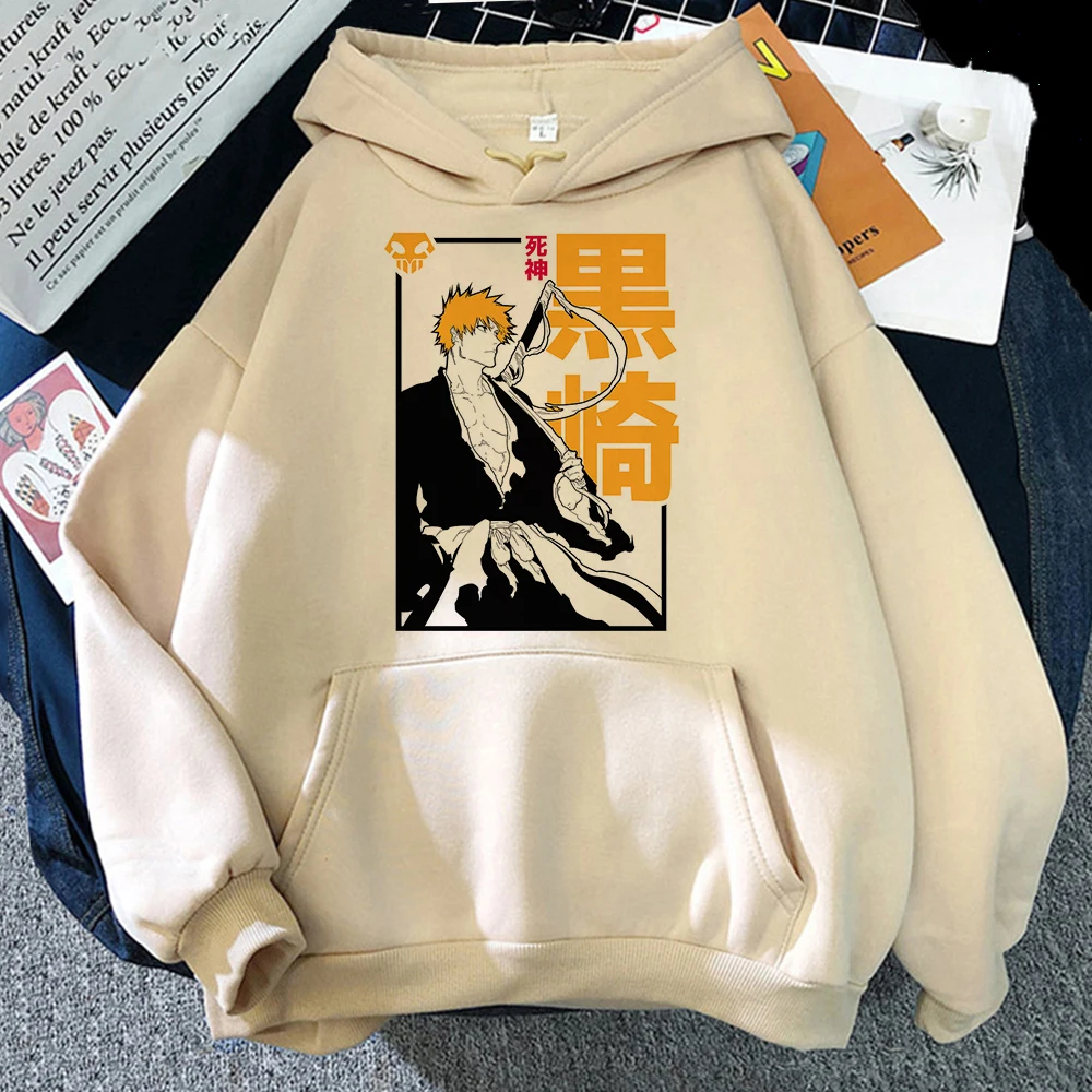 Hot Anime Bleach Graphic Hoodie Harajuku Cartoon Kurosaki Ichigo Graphic Sweatshirts Zaraki Kenpachi New in Hoodies Sweatshirts