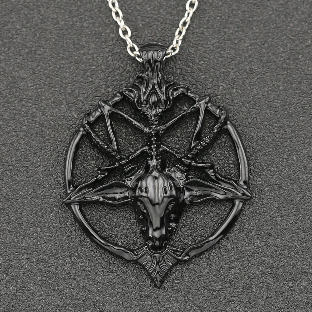 Ожерелье в виде сковороды богов козы головы рога черепа демона пентаграмма кулон