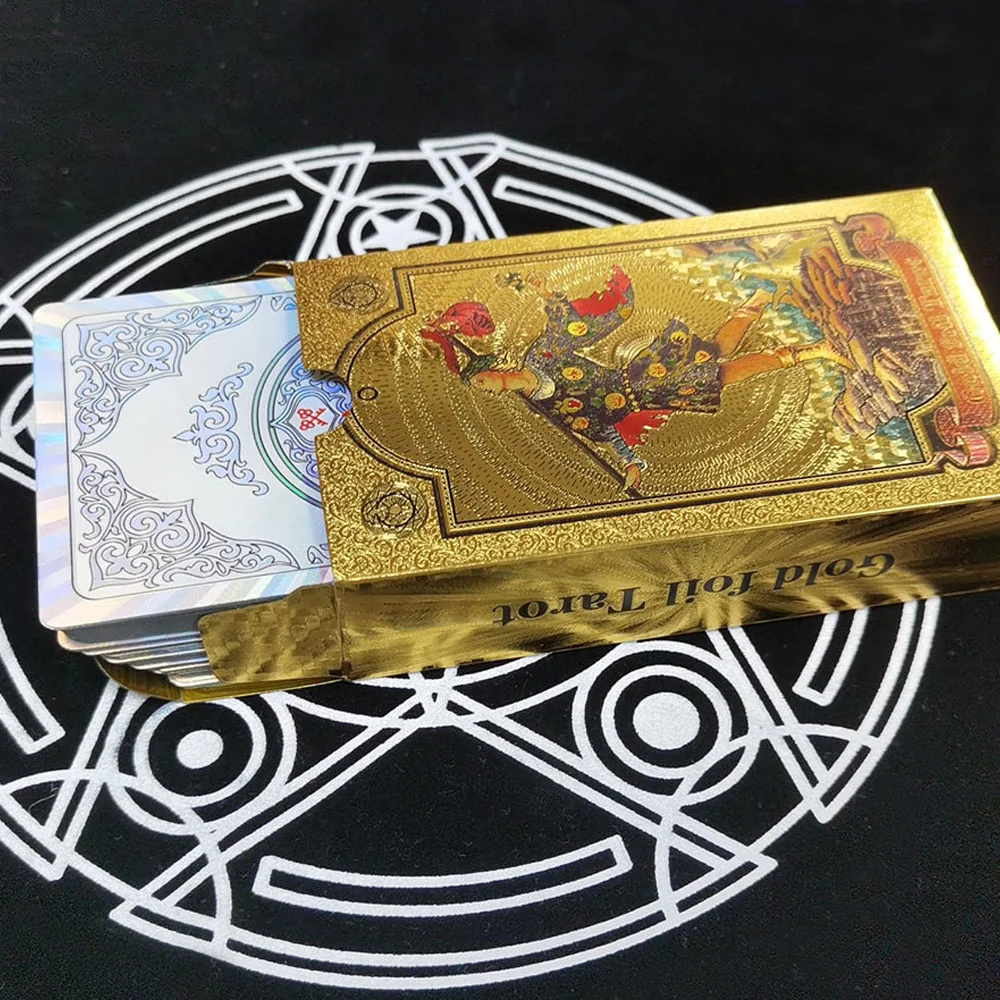 Роскошная Карта Таро из золотой фольги Горячее тиснение ПВХ водонепроницаемая и