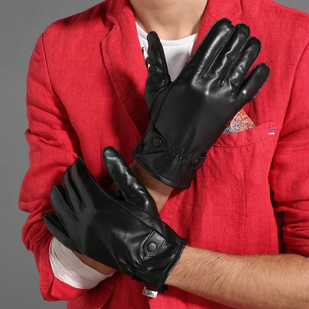 GOURS зимние перчатки из натуральной кожи мужские черные козьей теплая мягкая