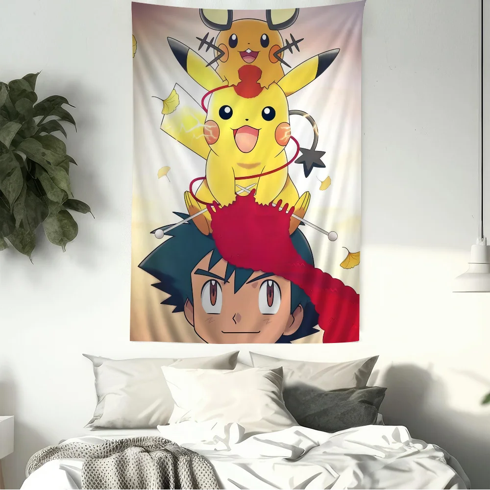 Cute P-Pokemon P-Pikachu Printed Large Wall Tapestry Hanging Tarot Hippie Rugs Dorm Home Decor