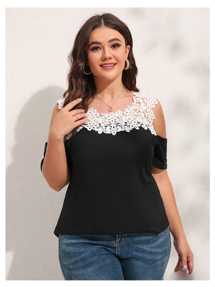 Women's T-shirt Summer Off Shoulder Short Sleeve Top plus size women clothing  ladies tops