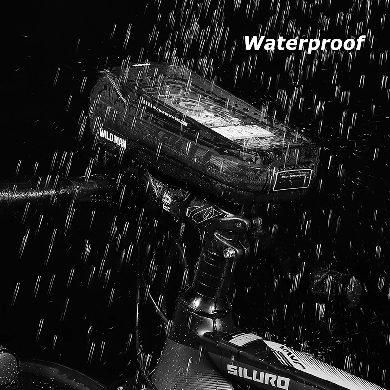 wild man waterproof bike front top tube bag cycling handlebar bag touch screen bicycle frame bag 6 7 inch mobile phone case free global shipping
