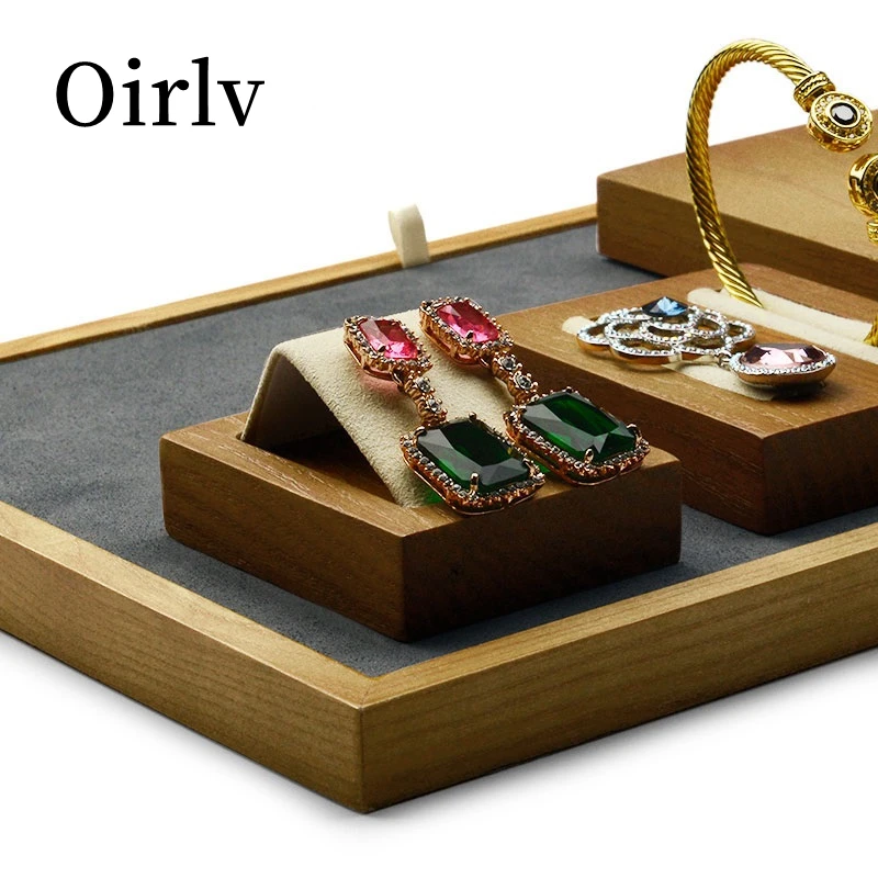 Oirlv Solid Wood Jewelry Display Stand Wooden Jewelry Rack For Earrings Stud Earring Holder Jewelry Display Rack Earring Stand