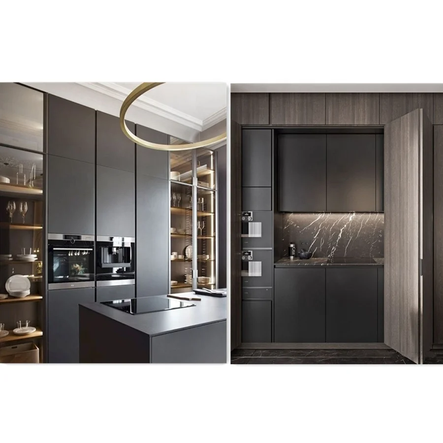 Очень прочный роскошный современный Меламиновый модульный кухонный шкаф HPL для