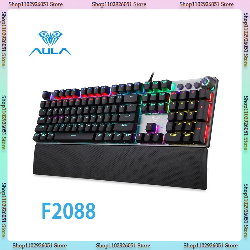 Игровая механическая клавиатура комната F2088, полноклавишная программируемая клавиатура Marcro, проводной переключатель Anti-ghosting для игровых компьютеров.