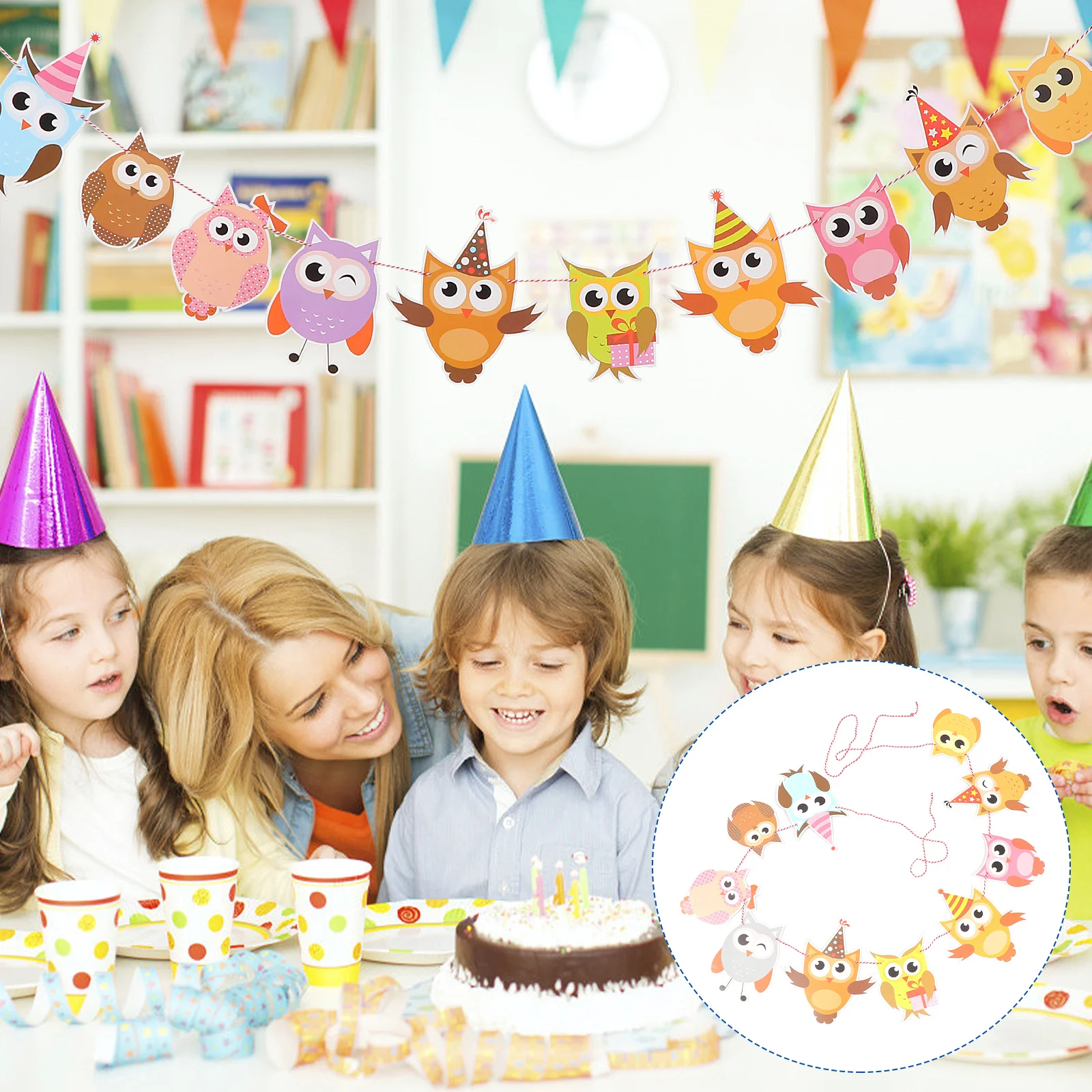 

1pc Colorful Banner Garland Cartoon for Kindergarten Birthday