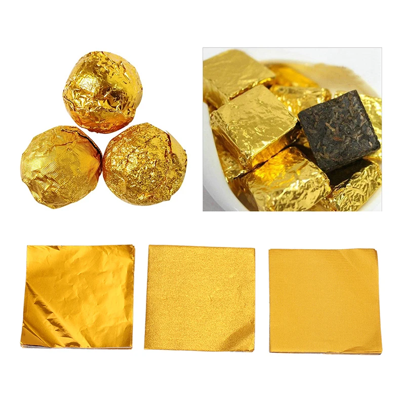 

200 шт. 8*8 см золотая алюминиевая фольга Конфеты Шоколад печенье самодельная упаковка жестяная бумага