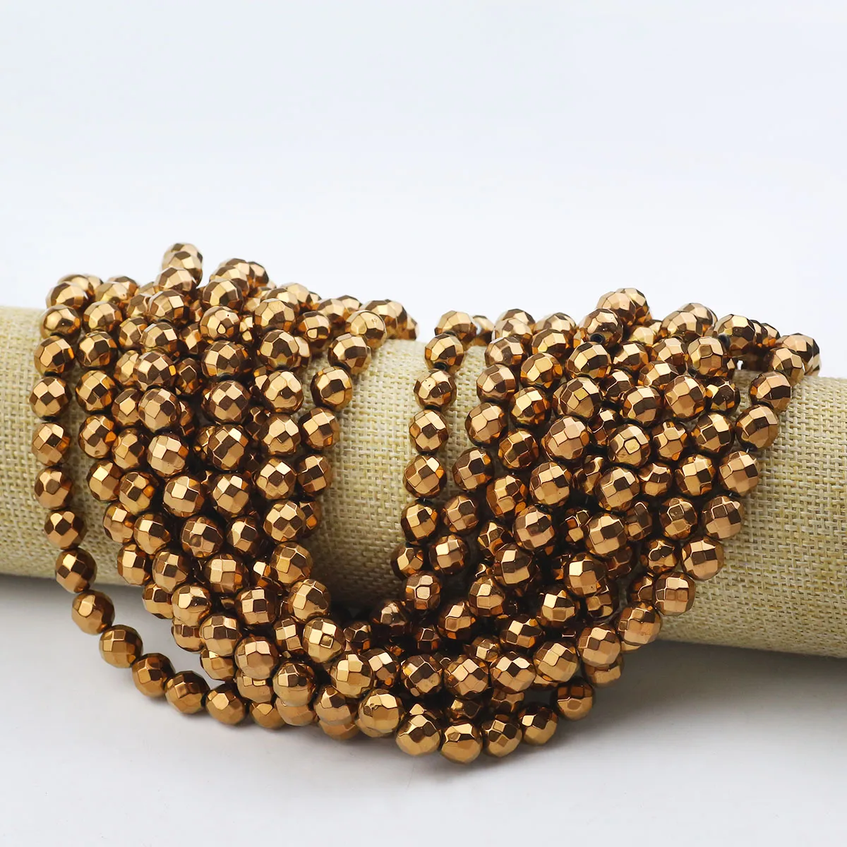 Алмазная форма граненые античные бронзовые гематитовые круглые свободные