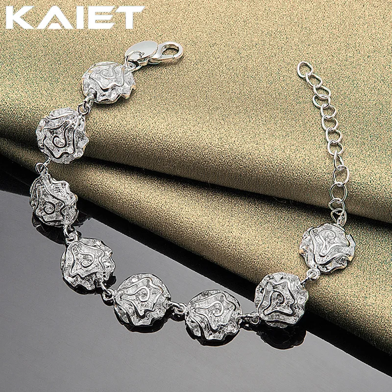 

KAIET Silver Color Rose Flower Bracelet Jewelry For Women Wedding Party Fashion Charm Accessories