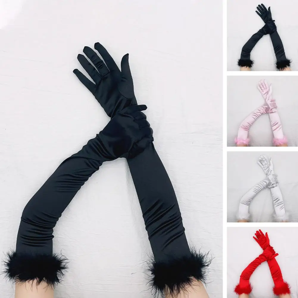 

Перчатки Женские однотонные атласные, мягкие дышащие митенки с пальцами, Нескользящие, для выпускного вечера, 1 пара