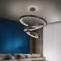 modern creative chandelier living room modern hanging lamp luxury home decor indoor pendant light black rings bedroom led lustre
