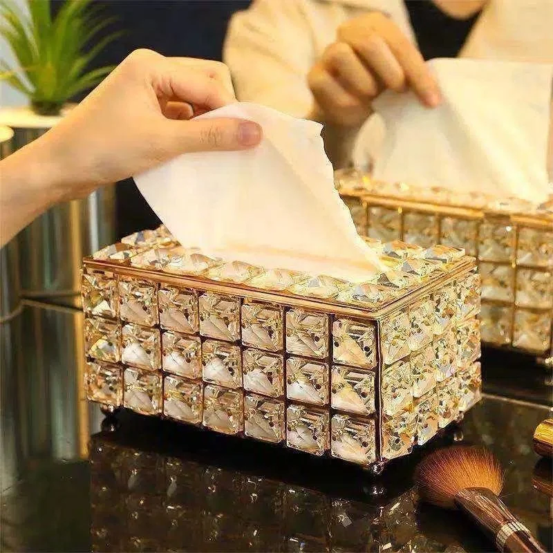 

Elegant Crystal Tissue Box Elegant Crystal Flashing Tissue Box Home Living Room Decoration Large Storage Box Napkin Holder