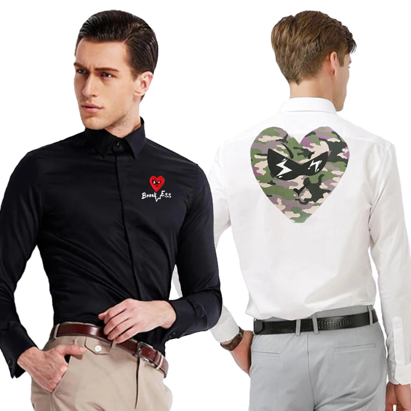 

Рубашка женская/Мужская камуфляжная из полиэстера с вышивкой в виде сердечек