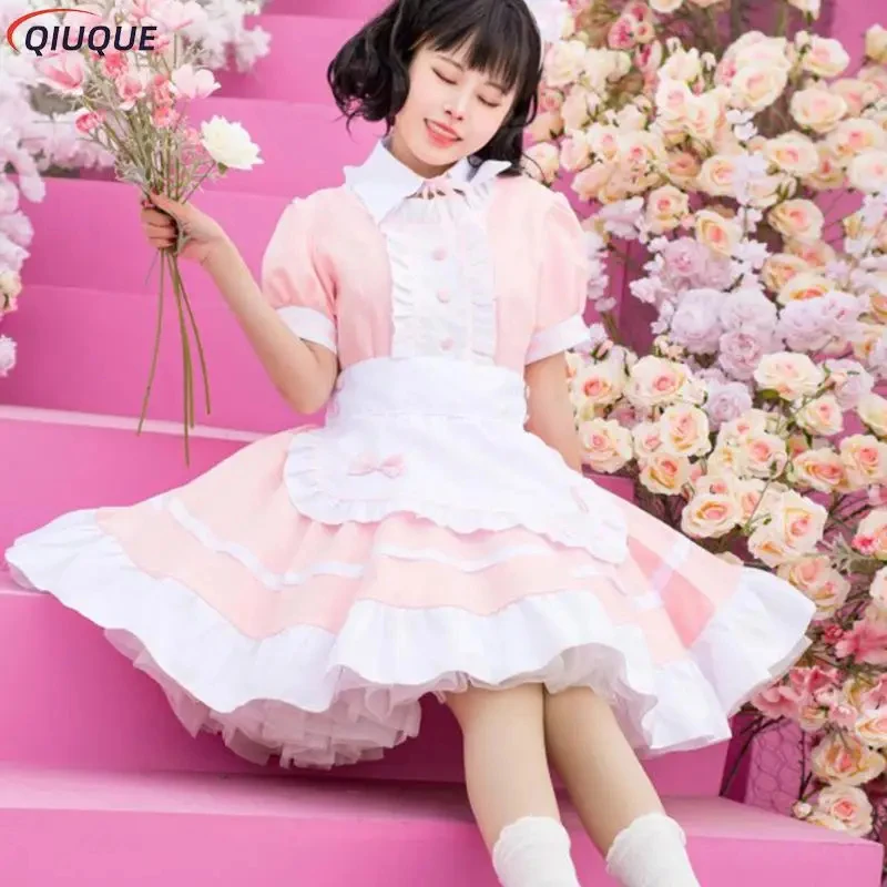 Костюм горничной COSWomen для девочек: светло-розовое длинное платье с фартуком, аниме-косплей, костюм школьницы, наряд официантки (art.: 3920dbdff6b6b) - 3920dbdff6b6b