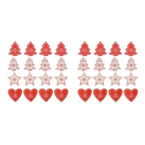 32PCS Mixed DIY White&Red Tree/Heart/Star Wooden Ornaments For Christmas Party Xmas Tree Ornaments K in Pakistan