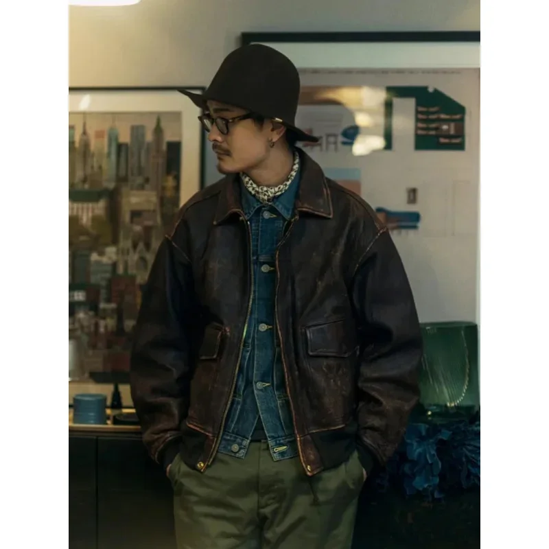 VISVIM FIL 22AW ELMENDORF Nakamura японская мода Тяжелая потертая овчина куртка Ретро a2 кожаная