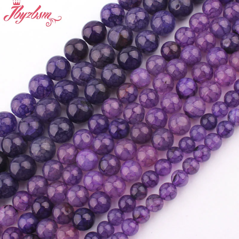 

6,8,10mm Smooth Round Bead Ball Cracked Purple Agates Stone Beads For DIY Necklace Bracelets Jewelry Making 15" Free Shipping