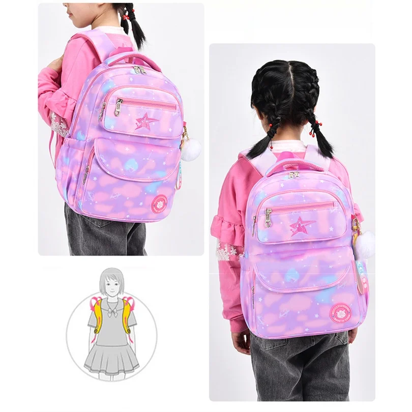 Starry Sky Primary Girls Princess Sweet Comfortable Backpacks New Grade 1-6 Children Students Large Capacity Fashion School Bags