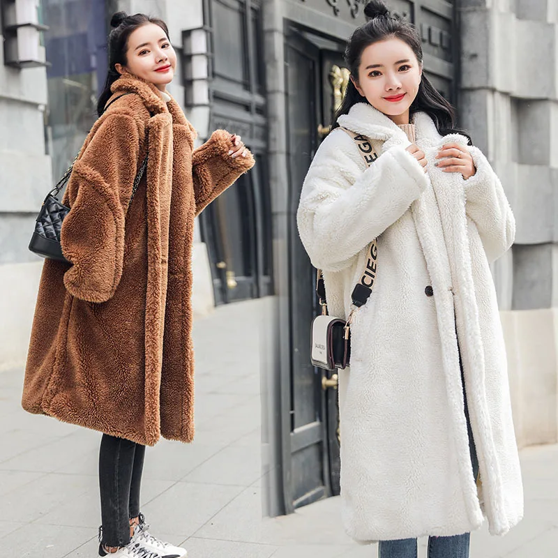 Winter New Coat Lamb Hair Medium Long Thick Mud Coat Women's Artificial Fur Coat Warm Jacket Plush Casual Loose Goddess Coat