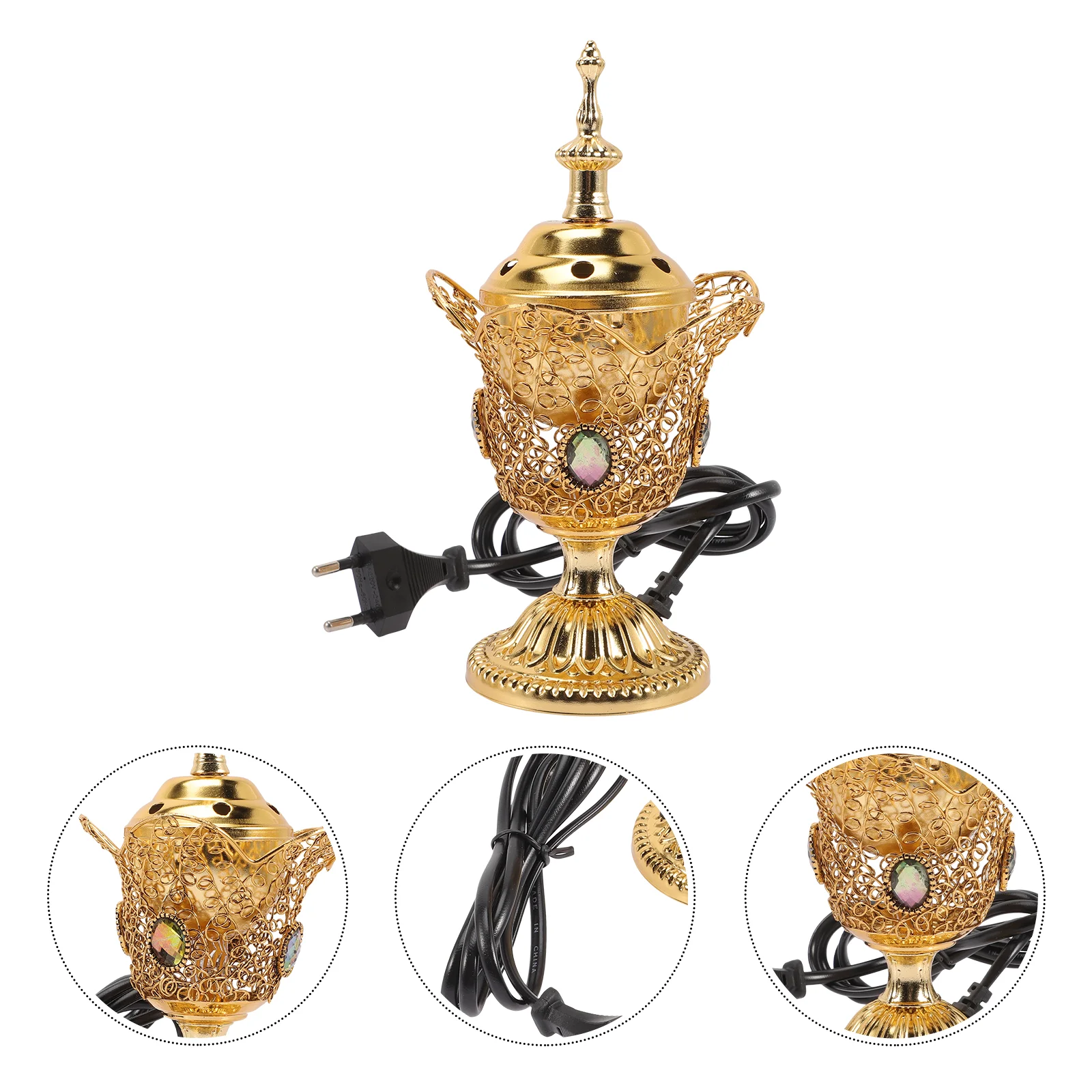 

Retro Censer Home Burner Decor Metal Ornament Iron Electric Burners Desk Holder