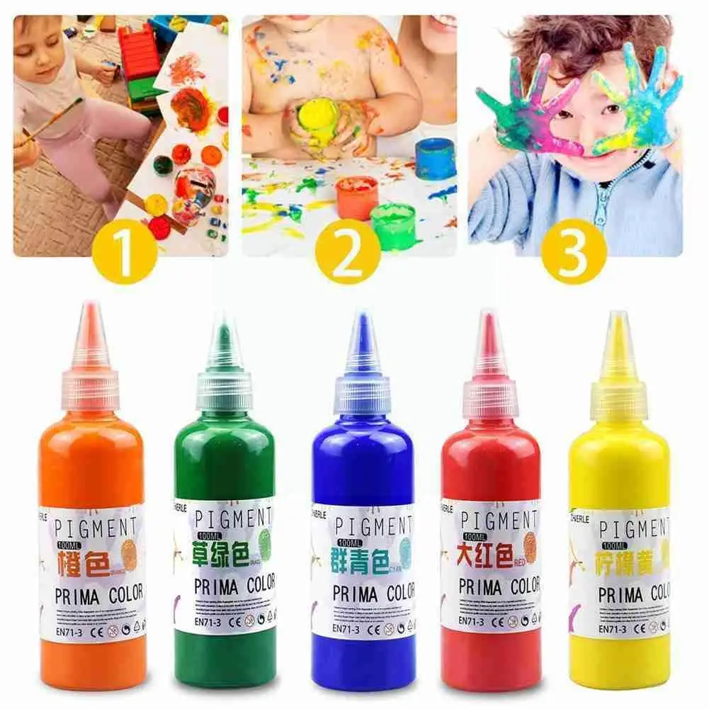 

Multicolor Kindergarten School Painting Art Student Big Child Painting Diy Paint Art Toddler Washable Watercolor Finger Pai A0u5