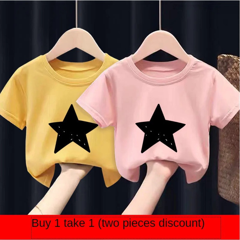 

100% Cotton Children Summer Clothing Short Sleeve T-shirt Handsome 2022 New Boys and Girls Western Style Top