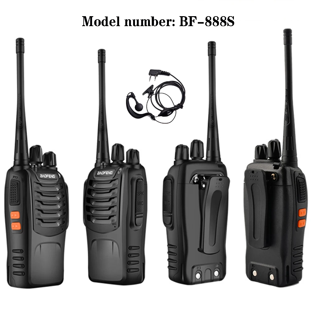 2 PCS/pack BF-888S professional handheld wireless walkie-talkies frequency range 400-480 MHZ communication distance 5km