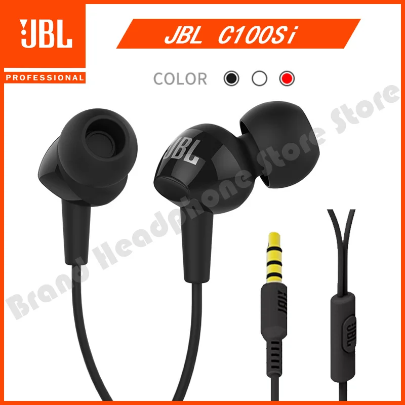 

Original JBL C100Si 3.5mm Wired Stereo Earphones Deep Bass Music Sports Headset Running Earphone Hands-free Call with Microphone