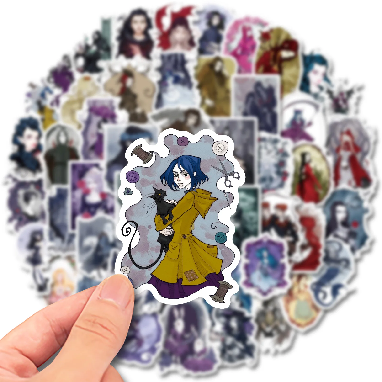

50 Black Fairy Tale Series Anime Stickers Dark Style Suitcase Decoration Material Stickers DIY Children's Toys Kawaii Girl Gift