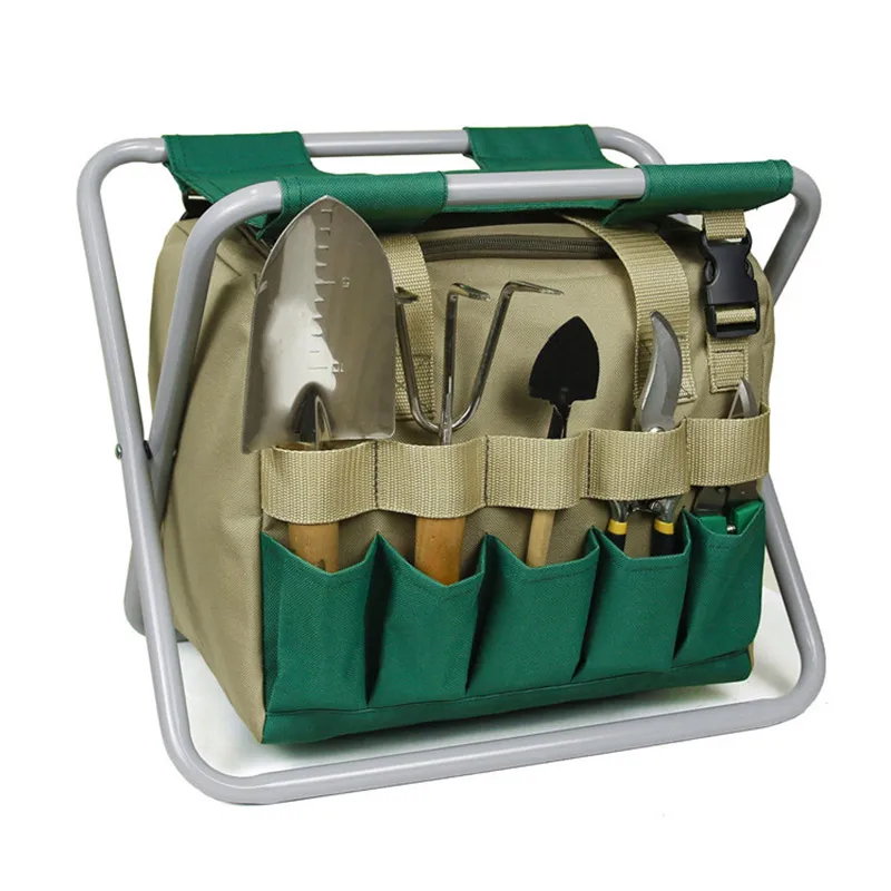 

Folding Garden Stool With Tote Bag Garden Tool Organizer Seat Multifunctional Detachable Fishing Camping Stool Garden Tools
