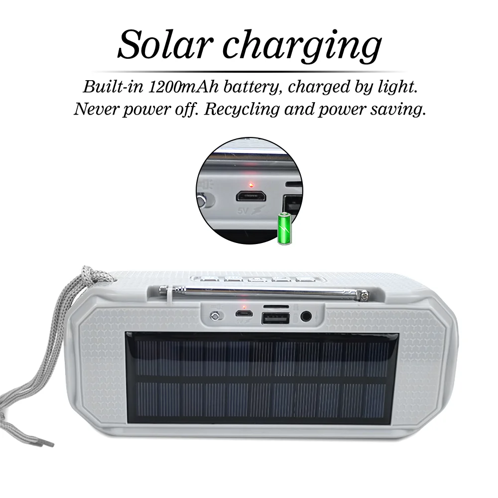 

Waterproof Solar-Powered Portable Speaker with FM & Flashlight