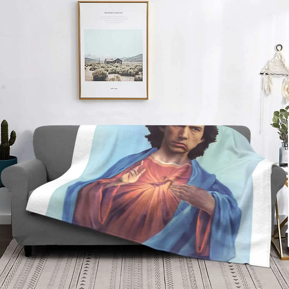 

Adam Driver-manta a cuadros para cama, manta térmica de lujo, toalla de playa, Jesús
