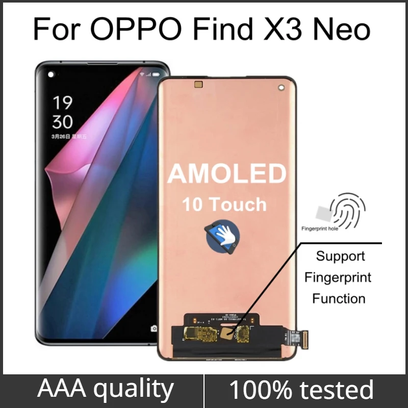 

6.55" AMOLED For Oppo Find X3 Neo LCD Display Screen Touch Panel Digitizer Assembly For OPPO CPH2207 LCD