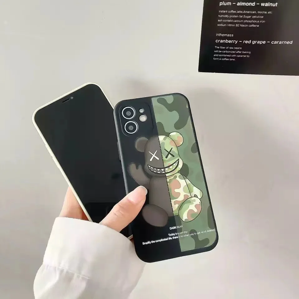 fashion side gloomy cool bear phone case for apple iphone 11 12 13 pro 12 13 mini x xr xs max 5 6 6s 7 8 plus luxury cover coque free global shipping
