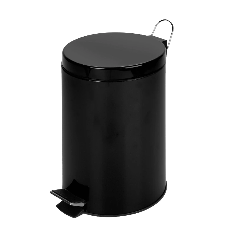 

Honey Can Do 3.17 gal Round Steel Step On Bathroom Trash Can, Black