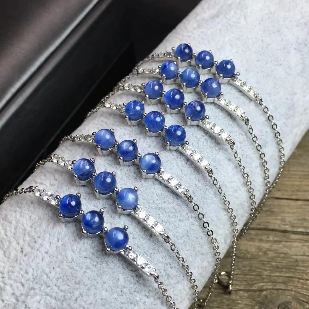 

1 Pc Fengbaowu Natural Stone Kyanite Chain Bracelet 925 Sterling Silver Reiki Healing Stone Fashion Jewelry Gift For Women