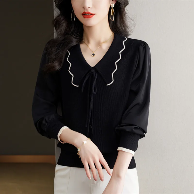 Осенне-зимний вязаный пуловер женский свитер свободный топ с длинными рукавами и