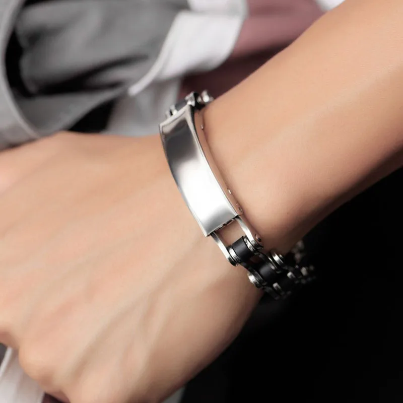 

Classic Punk Motorcycle Chains Bracelet for Men Stainless Steel Curved Bicycle Chains Bracelet pulseira masculina Dropshipping