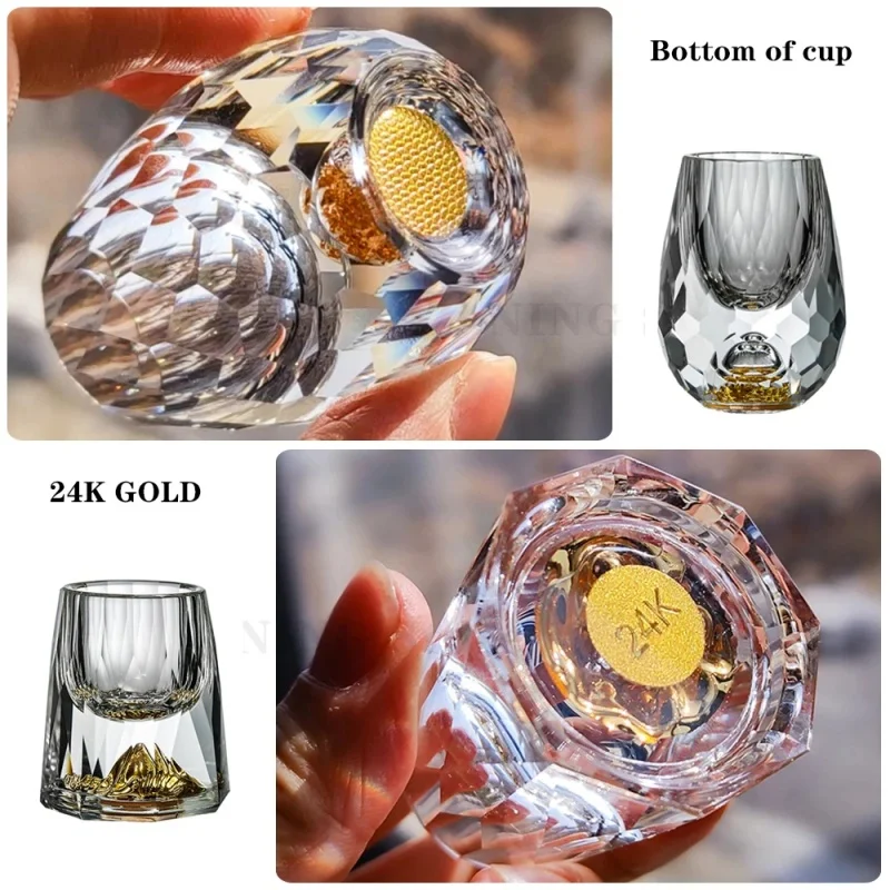 

Crystal shot glass whiskey vodka crystal glass gold foil double glass home bar luxury wine glass drink tumbler glass