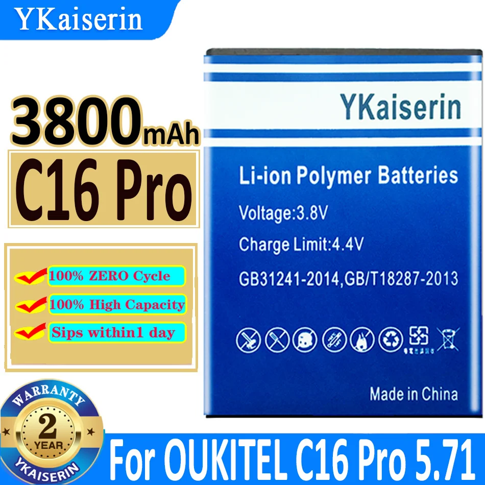 

YKaiserin 3800mah Battery C 16 Pro for OUKITEL C16 Pro C16Pro 5.71'' Android 9.0 19:9 MT6761P 3GB 32GB Smartphone batteria