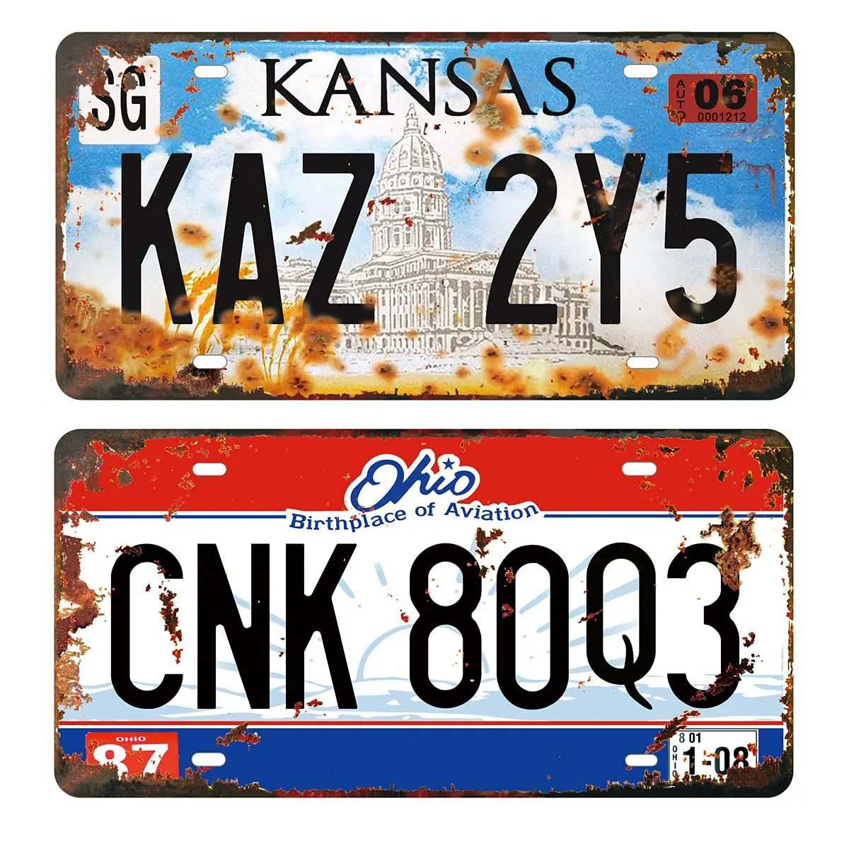 

2 Pieces Prop License PlaTES, |Supernatural| Embossed Car Number Tags, TV Memorabilia, 6x12 inches