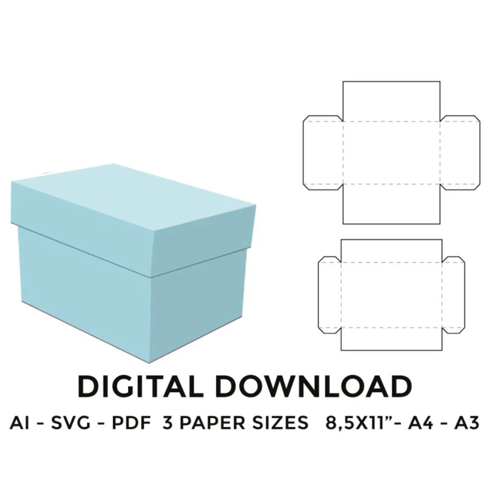 

Box with Lid Template DWG DXF SVG AI EPS File for Laser Cutter and Cricut Maker