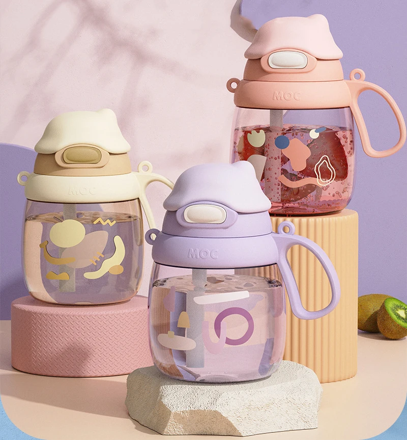 

NIEHAINA Drink Bottle With Straw Cloud Pot Belly Cup Cute Drop-Resistant Wear-Resistant Pp Water Cup Water Bottle For Children