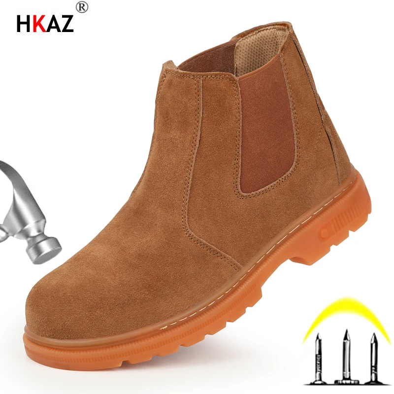 

Breathable Men Safety Shoes Work Sneakers Male Anti-smash Sputtering Protective Shoes Work Boots Indestructible B9177