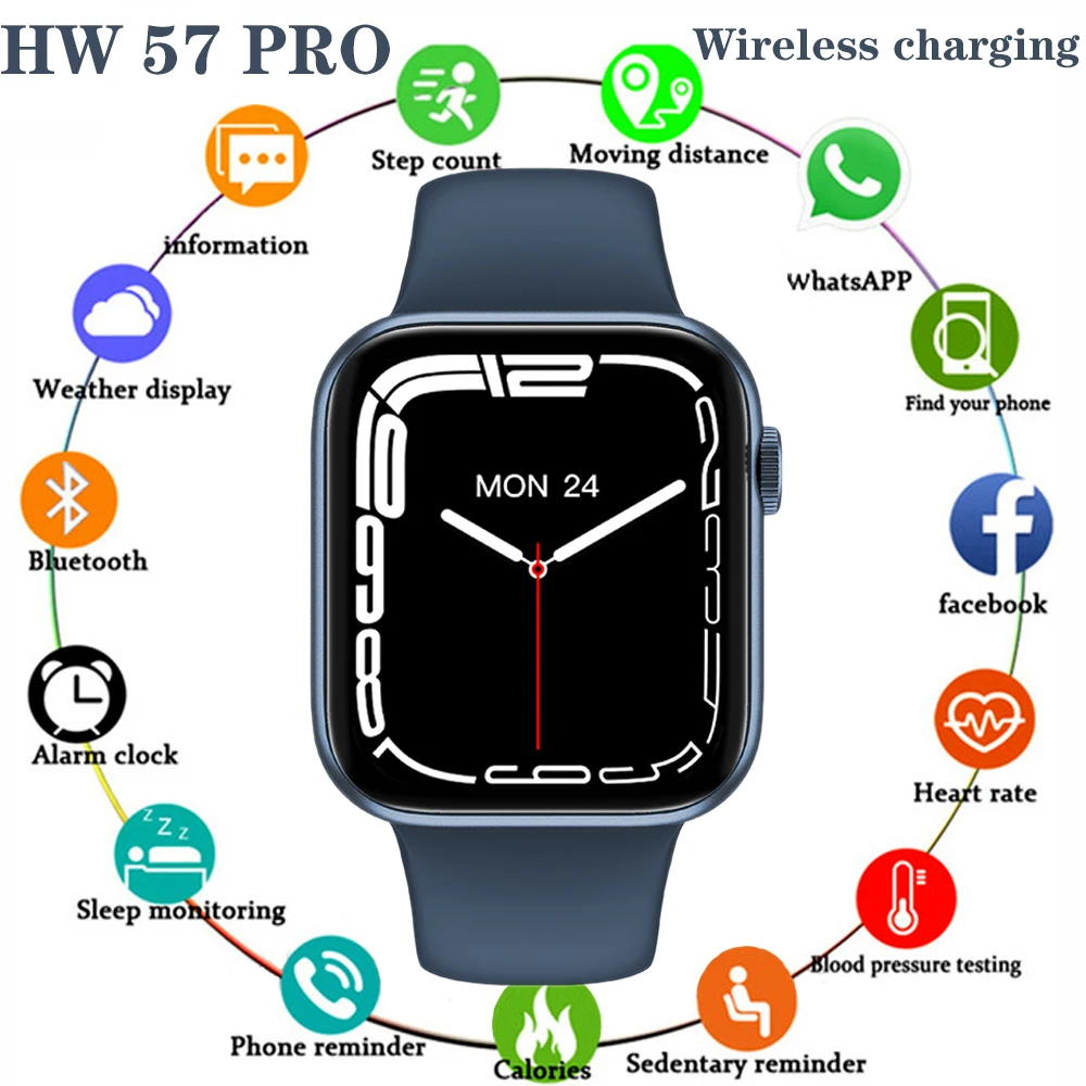 

Новинка 2022, умные часы HW57 Pro, умные часы с беспроводной зарядкой для мужчин и женщин, 44 мм, NFC, голосовой помощник, Bluetooth, Смарт-часы HW22 W37