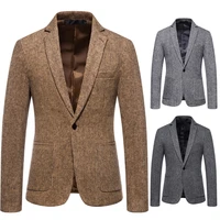 mens blazer casual solid long sleeve single button business office autumn coats mens clothing