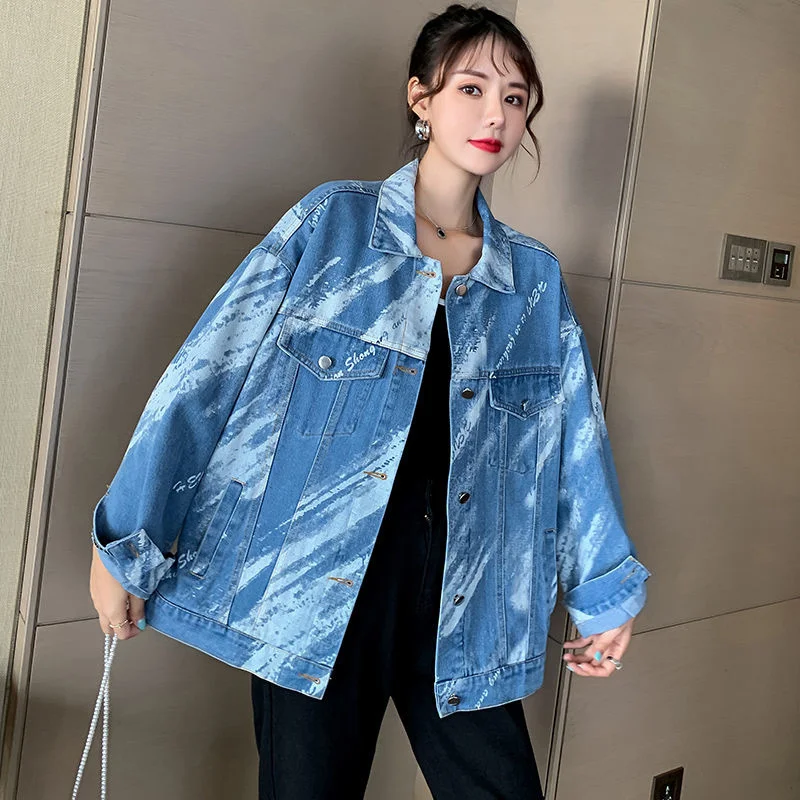 

Женская джинсовая куртка, уличная Свободная куртка с градиентом, трендовая рабочая одежда в стиле хип-хоп, корейская модная Базовая куртка, ...